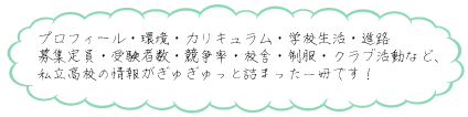 プロフィール・環境・カリキュラム・学校生活・進路・募集定員・受験者数・競争率・校舎・制服・クラブ活動など